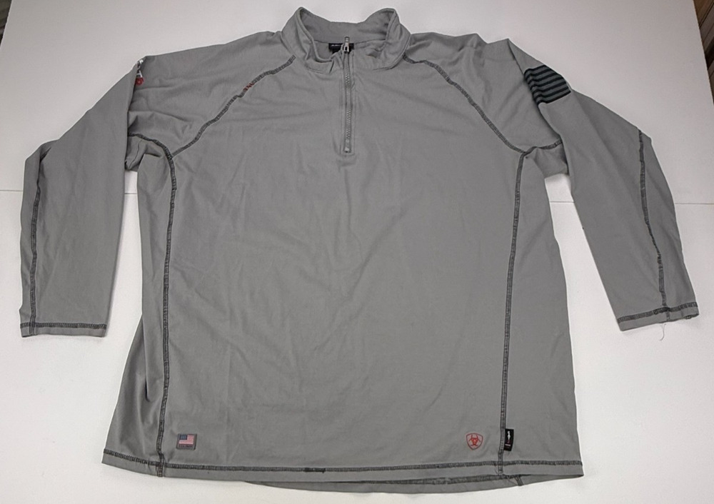 Ariat FR Combat Stretch Patriot 1/4 Zip Shirt Mens 2XL Gray CAT 2 2112